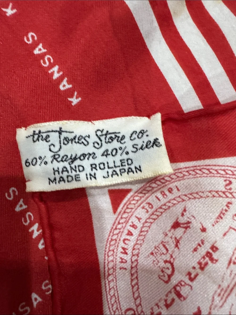 Vintage NWT Red and White Bandana-Style Scarf Kansas